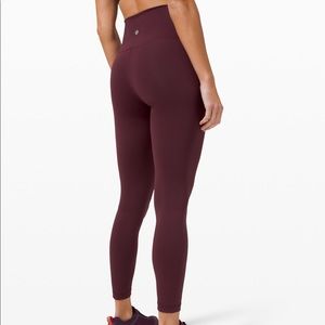 Wunder train leggings 25”, cassis color, High rise